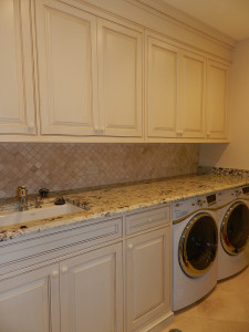 Laundry Room White Cabinets and Granite Counter
